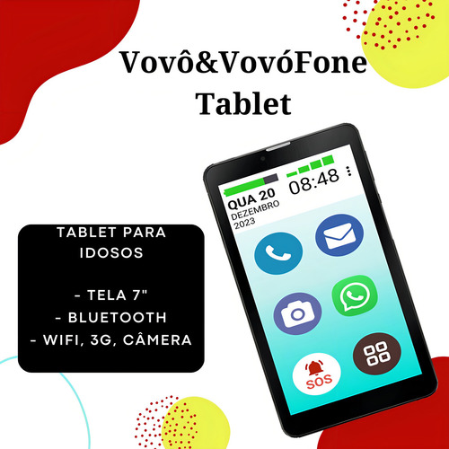 Tablet Vovófone 3g 32gb Dual Chip Faz E Recebe Ligação Zap Cor Preto