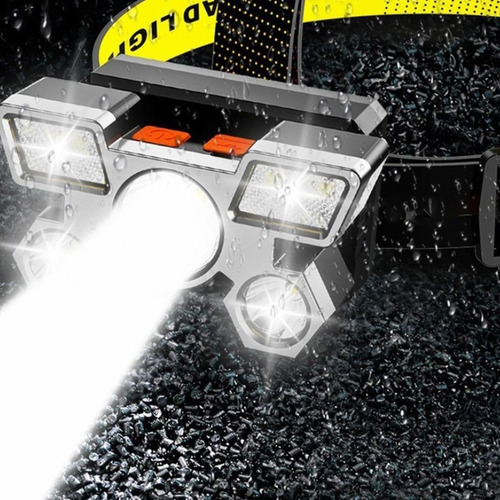 Linterna Minero 5 Leds Profesional Recargable Usb Blanco Negro Y Naranja