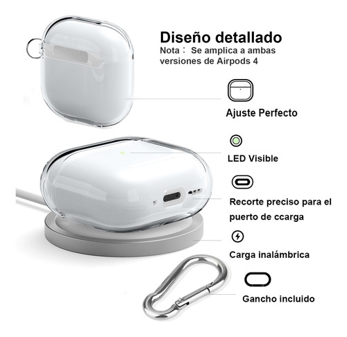 Funda Transparente Para AirPods 4 - Tpu - Case Resistente