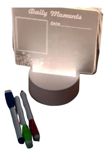 Luz De Noche 3d Con Plumones Estructura Blanco Pantalla Transparente