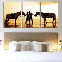 Comprar Quadros Decorativos Casal Apaixonado Cavalos 3 Peças