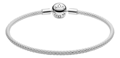 Brazalete Pandora Malla Metálica De Plata Talla 19