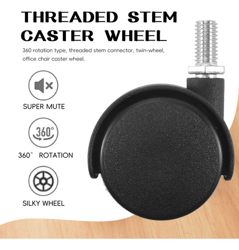 Rueda Giratoria De Plástico De 8 Mm Con Vástago De 1,5 Pulga