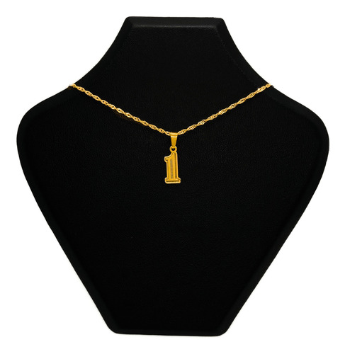 Cadena Y Dije Números Oro 18k 1 - Uno 40 Cm
