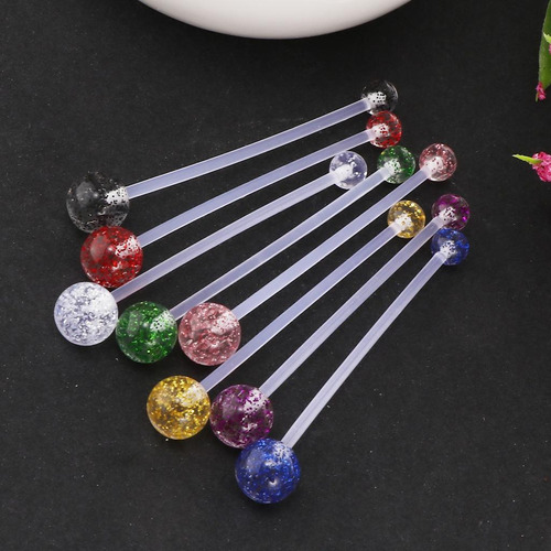 8x Anillos Barra Stud Botón Para Cuerpo Vientre 1.6mm 14g