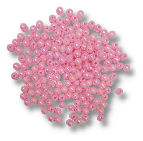 Cuentas Perlas De Plastico Brillantes 6mm 50g Rosa Fuerte