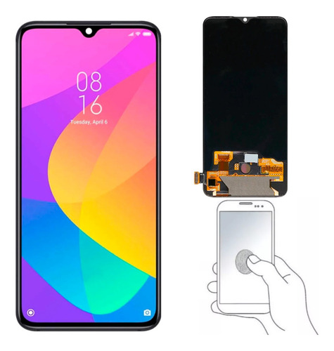 Sjpm Tela Display Amoled Compatível Mi 9 Lite Biometria +
