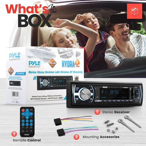 Estéreo Bluetooth Marino De 12v, Pantalla Lcd Digital, Negro