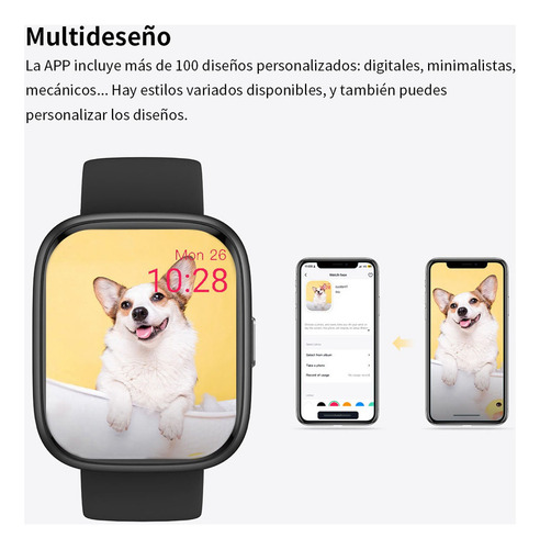 Reloj Inteligente Simsonlab Idw26 Bluetooth Calls Para Alexa Ios/android Golden Smart Watch 1.85 Hd Screen 100 Modos Deportivos