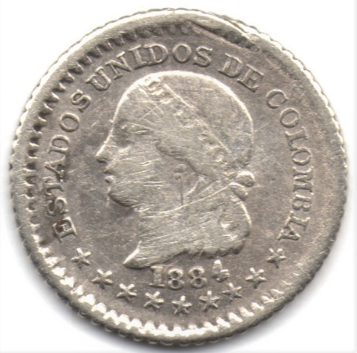 5 Centavos 1884 Bogotá Plata