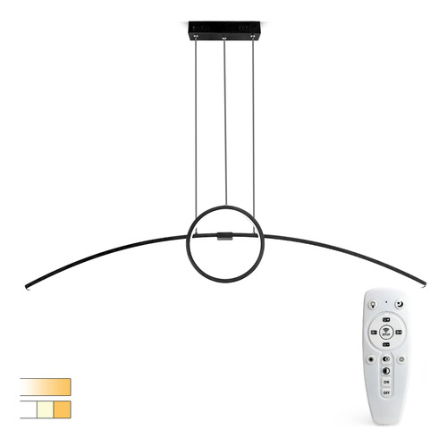Lustre De Led Arco Preto P Bancada Cozinha 100cm 3 Cores
