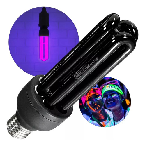 Lâmpada 36w Ultravioleta Luz Negra Neon Decoração De Festas