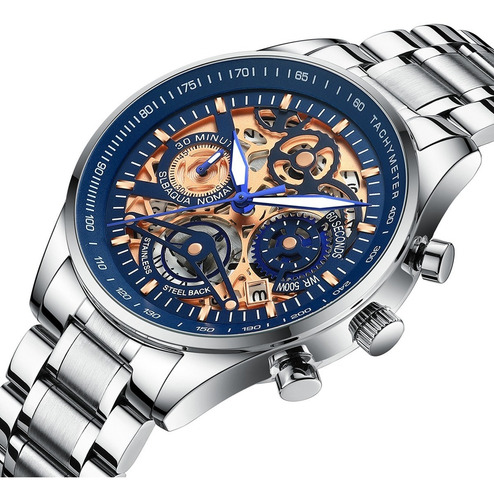 Imagen 1 de 6 de Nibosi Relojes Hombre Impermeable Fecha 2385 Azul