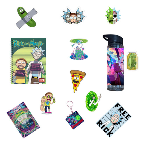Rick Y Morty Combo (cuaderno, Botella, Stickers Y Mas)