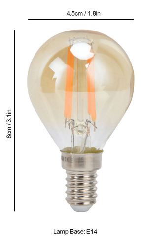 Bombilla Led De Filamento G45 E14, Color Dorado Vintage, Reg