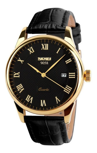 Reloj Hombre Skmei Skmei Cuarzo Pulso Negro En Cuero