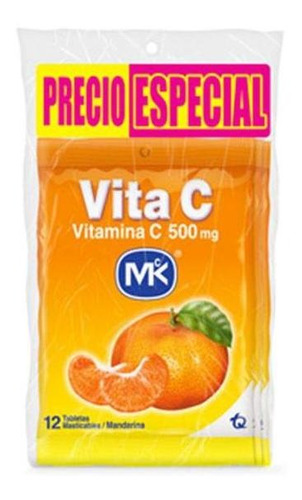 Vita C 500 Mg Sabor Mandarina Bolsa Con 36 Tabletas