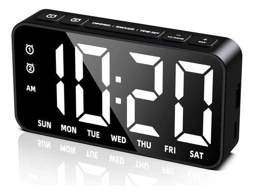 Reloj Despertador Con Puerto De Carga Usb, Alarmas Duales, 5