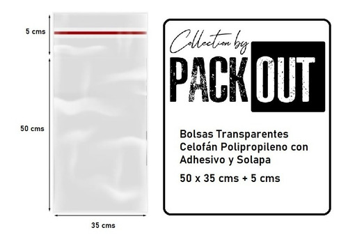 100 Bolsas Celofán 35x50+5 Cms Transparente Autoadhesivas