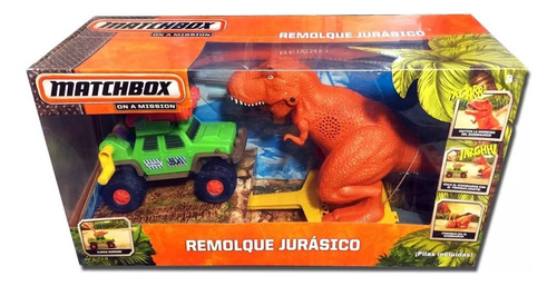 Matchbox Remolque Jurásico T-rex Ruge Iluminan Ojos Lanzador