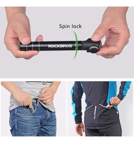 Imagen 9 de 10 de Inflador Bicicleta Mini Bomba De Aire 100psi Rockbros Negro