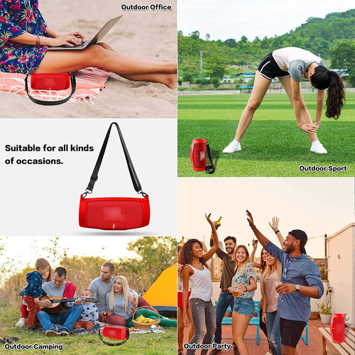 Funda De Silicona Para Jbl Charge 5 Con Correa Color Rojo