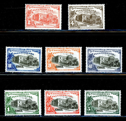 Sellos Postales De Chile. Conferencia Panamericana. 1923.