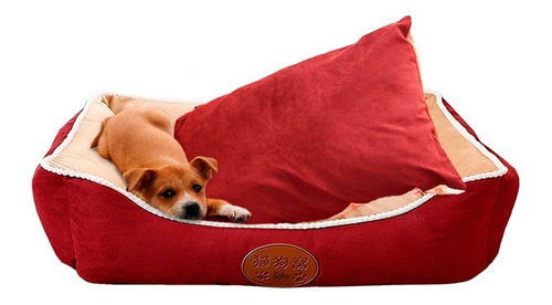 Cama Perro Impermeable Cojin Extraible Grande Premium Color Rojo