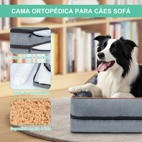 Cama Caminha Cachorros Pet Confortável Memória Ortopédica Base Antiderrapante E Capa Lavável Médio 75x50x12