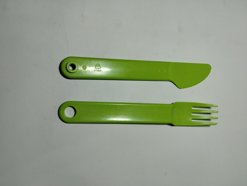 Set De Cubiertos Tupperware Cuchillo Y Tenedor Libre Bpa Verde