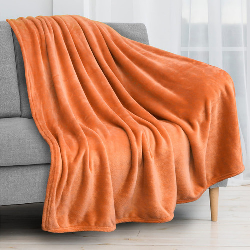 Bonita Manta Franela Microfibra Suave Sofa Color Naranja
