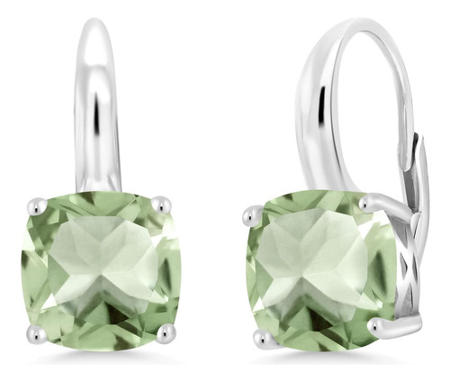 Gem Stone King Pendientes De Prasiolita Verde De Plata De Le