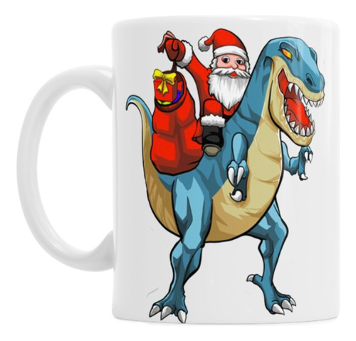 Taza De Cerámica Feliz Navidad Dinos Dinosaurio