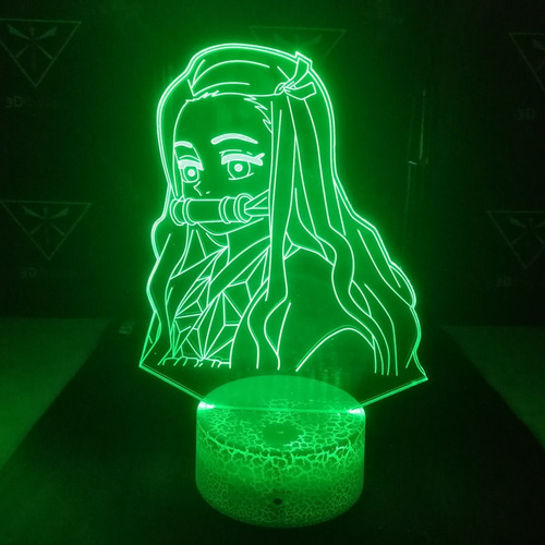 Imagen 2 de 10 de Lámpara 3d Nezuko Kamado Demon Slayer Base Agrietada