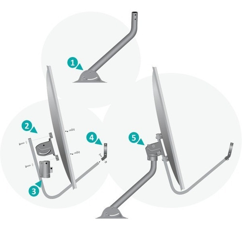 Antena Ku 60cm Kit 5 Logo Oi Sem Lnbf Sem Cabo Caixa Fechada