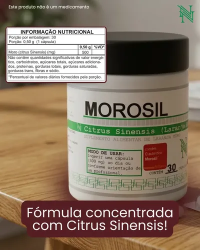 Morosil Original 500mg Laranja Moro Puro 30 Cápsulas Nano