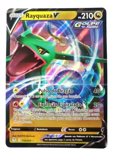 Carta Pokémon Lendário Rayquaza V Full Art Céus Em Evolução