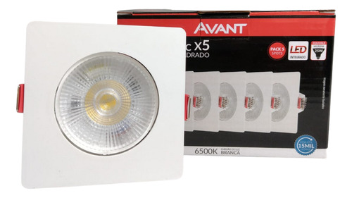 Kit 10 Spot Led 5w Avant Quadrado Branco Frio Direcionavel 110V/220V