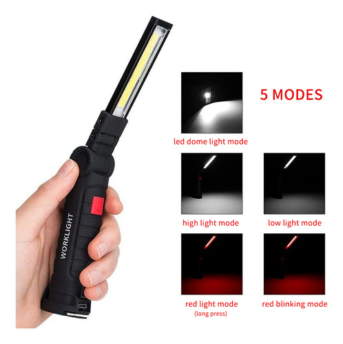 Leds: Luz De Trabalho (cob), Usb, Recarregável, Giratória, D