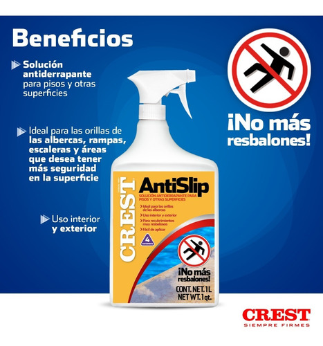 Imagen 5 de 6 de Antiderrapante Para Pisos Y Azulejos Crest Anti-slip 1 L