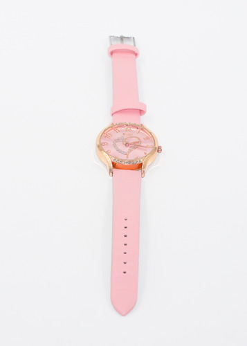 Reloj Pulsera Disu Corazón Y Brillos Cuerina Mujer