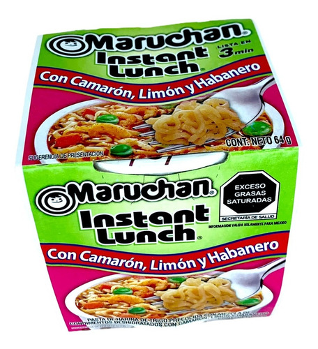 Imagen 2 de 6 de Sopa Instantanea Maruchan Con Camarón,limon Y Habanero 64 Gr