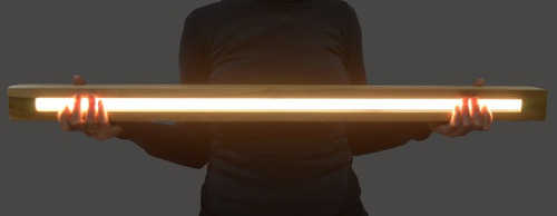 Lámpara De Techo Lineal Lisboa 120cm Madera Petiribi Y Led