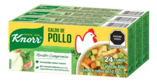 Caldo De Pollo Knorr 3 Pzas Con 24 Cubos C/u