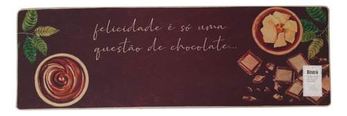 Tapete Passadeira Bistrô Cozinha Pia Antiderrapante Jolitex Desenho do tecido Chocolate