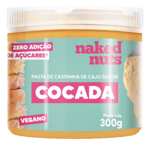 Pasta Castanha De Caju Sem Glúten 300g Creme Peanut Butter Sabor Cocada