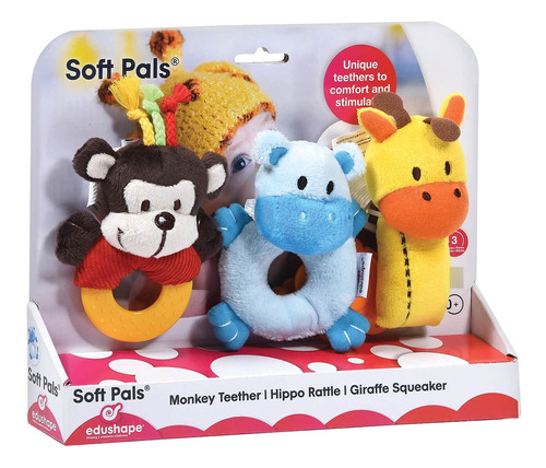 Edushape Soft Pals - Juguete De Peluche, 3 Piezas, Mordedor.