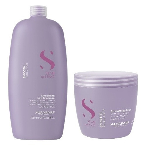 Kit Shampoo1lt + Máscara Smoothing Alfaparf Semi Di Lino