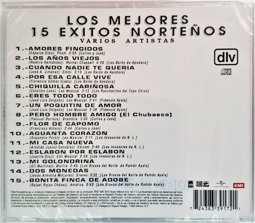 Los Mejores 15 Exitos Norteños Cd Nuevo Sellado (Usado)