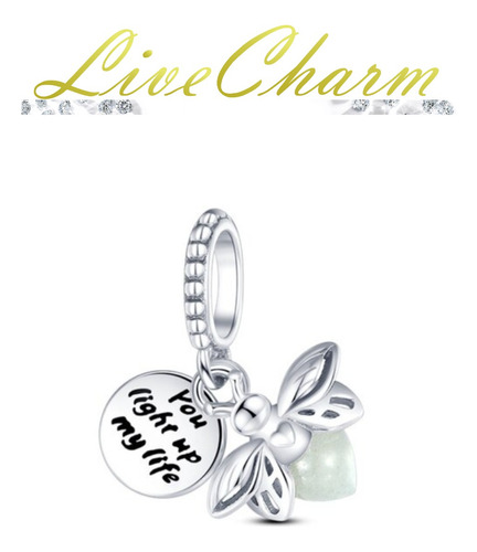 Charm Pandor Luciérnaga Fluorescente Plata Ley 925